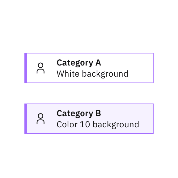 Don’t rely on background fills to differentiate between categories of elements. Don’t rely on background fills to differentiate between categories of elements.